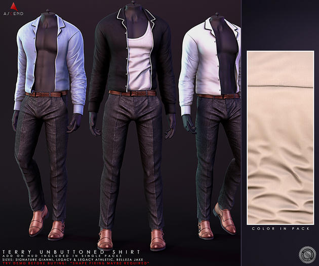 //Ascend// Terry Unbuttoned Shirt - Beige