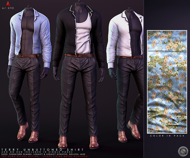 //Ascend// Terry Unbuttoned Shirt - 2 Print