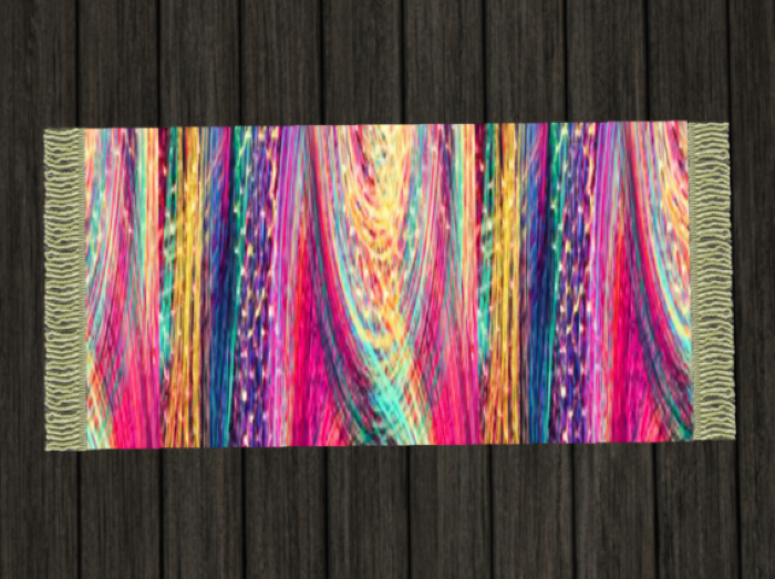Rug Runner w Fringe - Multi Swirl resizable
