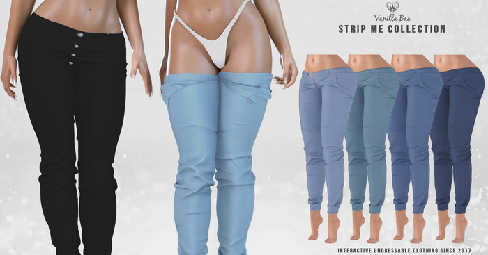 *Vanilla Bae* Asha Pants - Blue 3 Pack - Strip Me Interactive - Maitreya / Legacy / Ebody Reborn