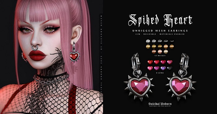 -SU!- Spiked Heart Earrings