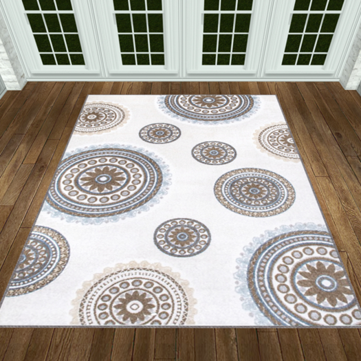 Beige Carved Regal Area Rug