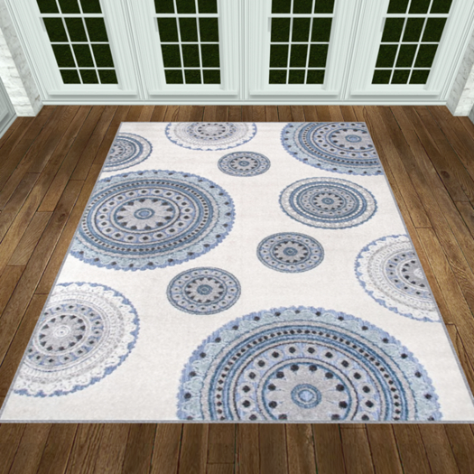Blue Carved Regal Area Rug
