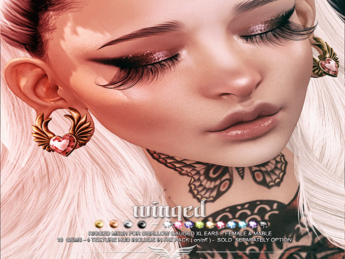 A*S WINGED_^^Swallow^^Gauged XL Ears _FATPACK_(wear me)