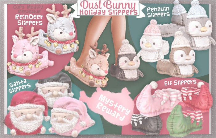 dust bunny . holiday slippers . fatpack . boxed