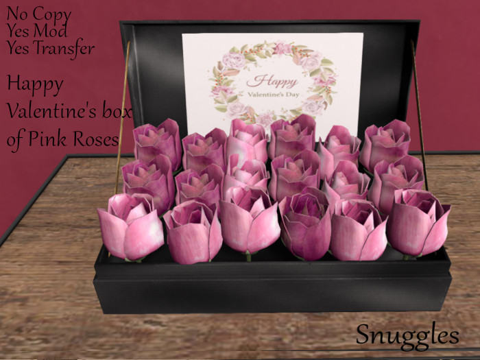 Happy Valentine's box of Pink Roses By Snuggles 