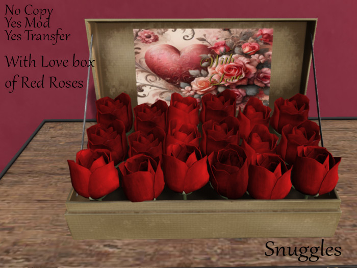 With Love box of Red Roses By Snuggles