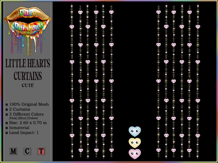 [PR] Little Hearts - Glitter Curtains - Cute