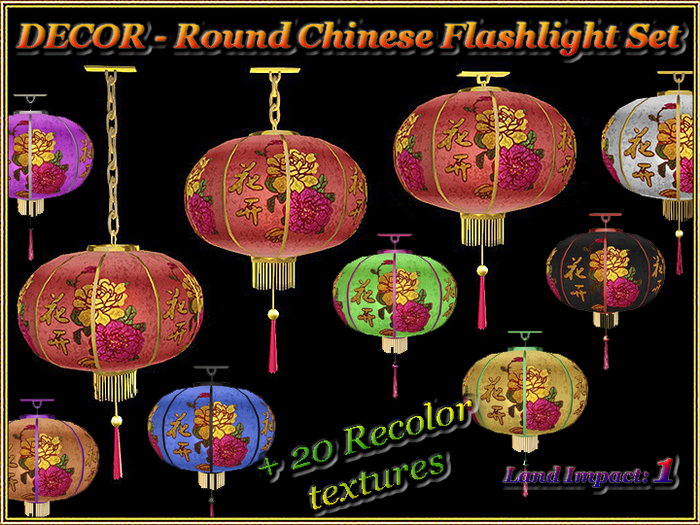 DECOR - Round Chinese Flashlight Set (1 LI) (Full perm)