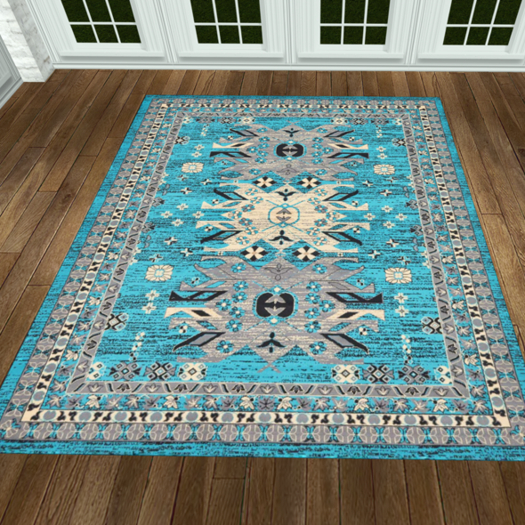 Turquoise Heris Rug