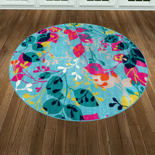 Round Azalea Rug-Aqua
