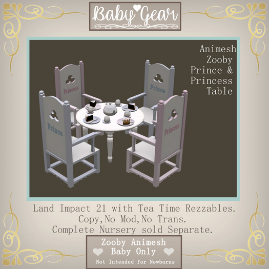 Animesh Zooby Prince(ss) Table & Tea Set (Boxed)