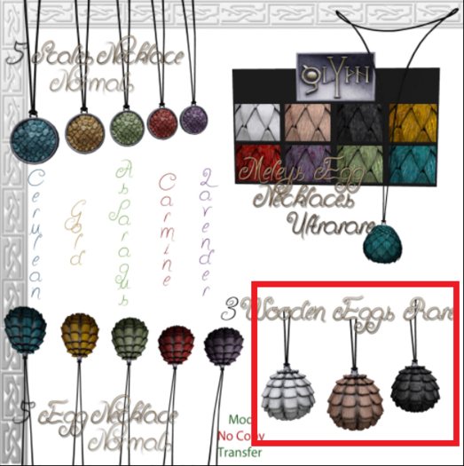 >glYph< Meleys Egg Necklace Wood RARE