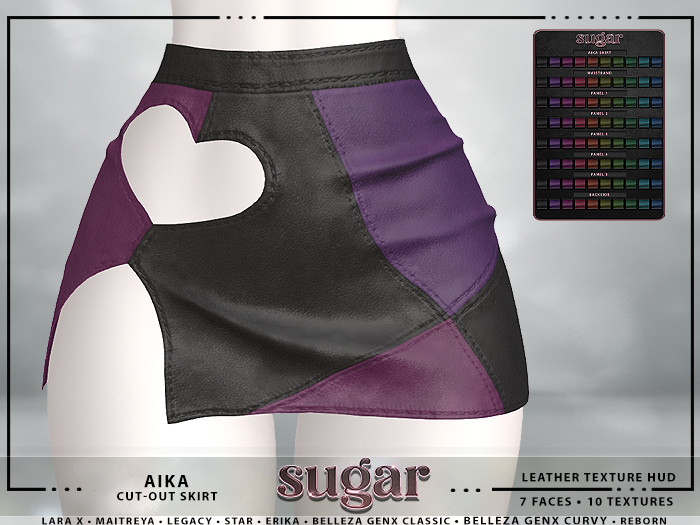 [sugar] Aika Cut-Out Skirt LEATHER [FAT PACK TEXTURE HUD]