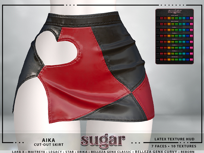 [sugar] Aika Cut-Out Skirt LATEX [FAT PACK TEXTURE HUD]