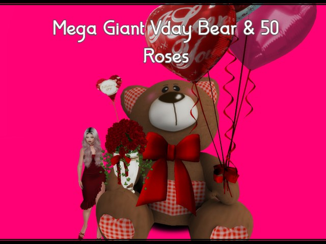 [AE] Gift Shop - Mega Giant Vday Teddy with Balloons & 50 Roses