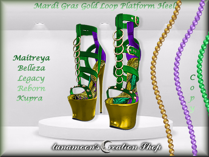 DEMO-Mardi Gras Gold Loop Heels