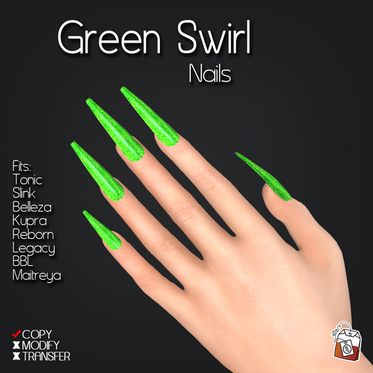 ~TL~ Green Swirl Nails