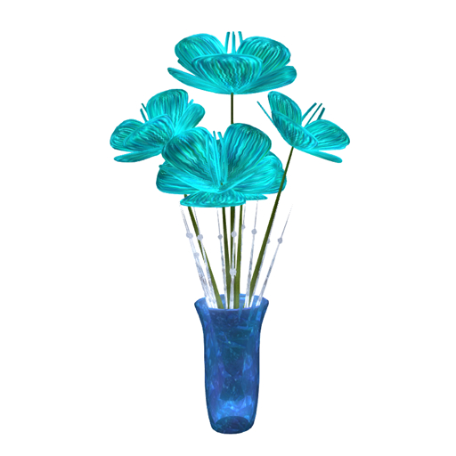 Cyan Fantasy Flower Vase Bouquet