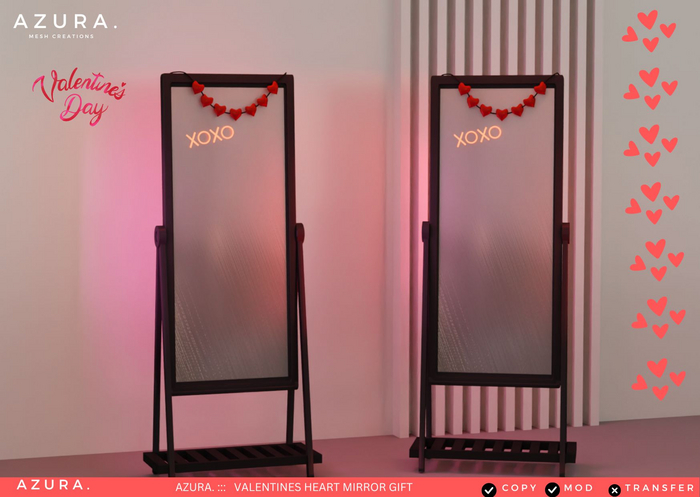 AZURA ::: VALETINES HEART MIRROR GIFT - HAPPY VALENTINE