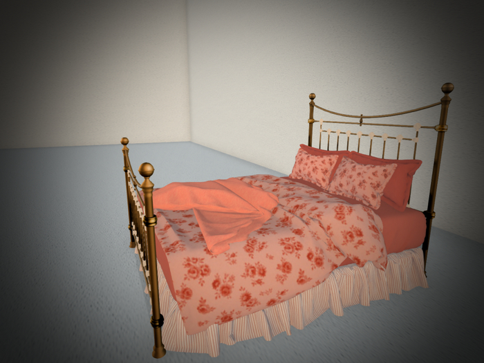 Brass Bed Peach Linens