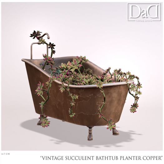 DaD - Vintage Succulent Bathtub Planter Copper