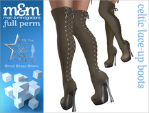 Full Perm Celtic Lace-up Thigh High Boots for Star Mesh Body