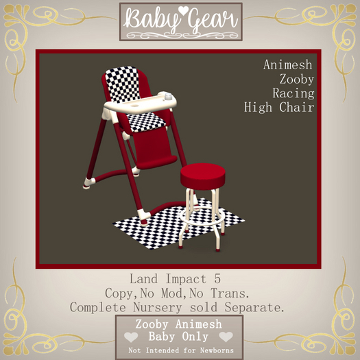 Animesh Zooby Racing High Chair (Boxed)
