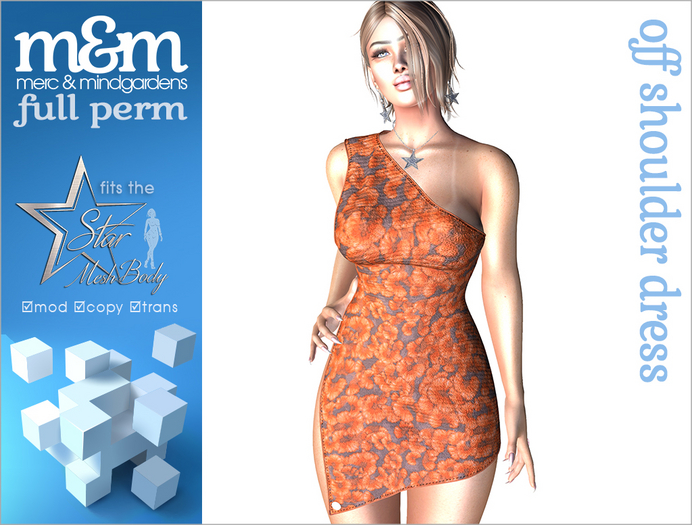 Off Shoulder Slit Dress for Star Mesh Body