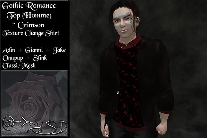 @->~ISD Gothic Romance Top (Homme) ~ Crimson