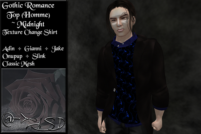 @->~ISD Gothic Romance Top (Homme) ~ Midnight