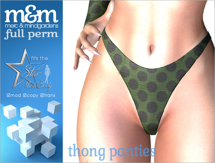 Full Perm Thong Panties for Star Mesh Body