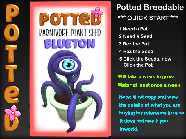 Potted: Karnivore Plant Seed: Blueton