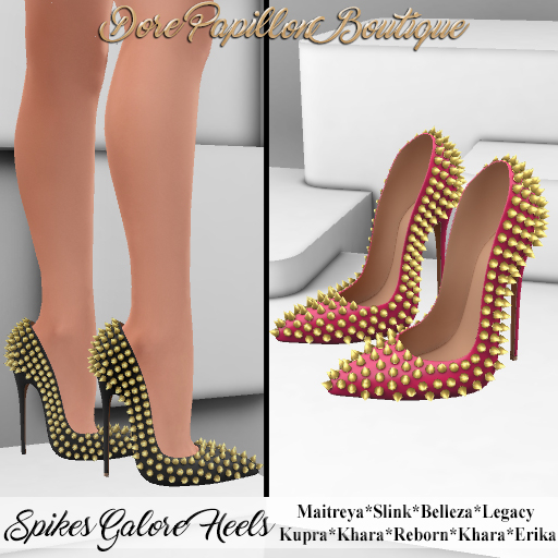 DPB Spikes Galore Heels - Hot Pink *Maitreya, Slink, Belleza, Legacy, Reborn, Erika, Khara & Kupra*