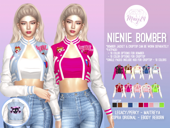May24 - NieNie Bomber Jacket - Maitreya, Legacy, Legacy Perky, Inithium Kupra, Ebody Reborn