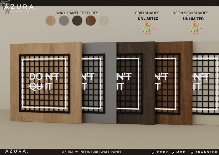 AZURA ::: NEON GRID WALL PANEL - CHANGE TEXTURE