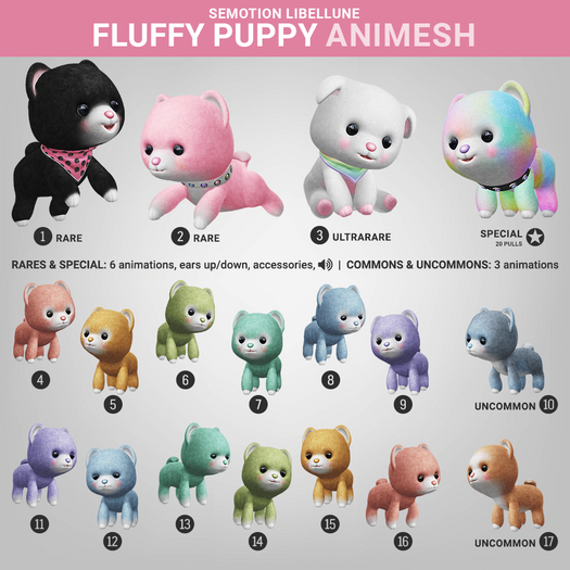 SEmotion Libellune Fluffy Puppy Animesh #2 RARE