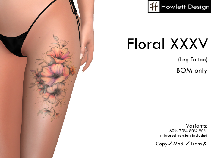 [HDesign] Floral XXXV (Leg Tattoo)