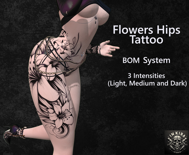 Flowers Hips Tattoo - InKira Studio
