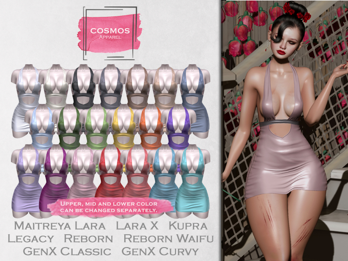 [COSMOS] Klea Neckholder Dress Satin / 20 Colors Fatpack