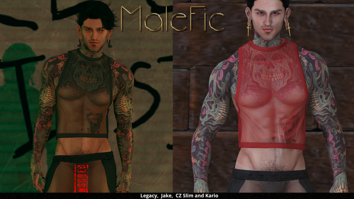 !!MaleFic Revealing Tank Top-RED