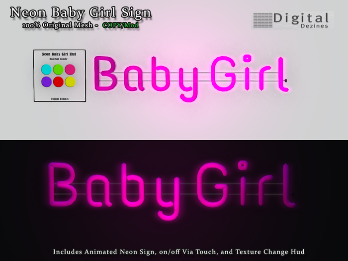 .::DD::. Neon Baby Girl Sign