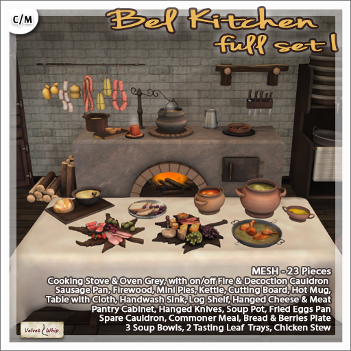 [V/W] Bel Kitchen Full Set I - 23 Pieces Medieval Fantasy / Vintage Kitchen Set - Mesh furniture