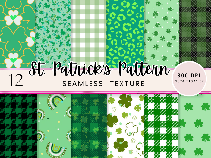 Seacloud. 12  St. Patrick's Pattern Textures Seamless 