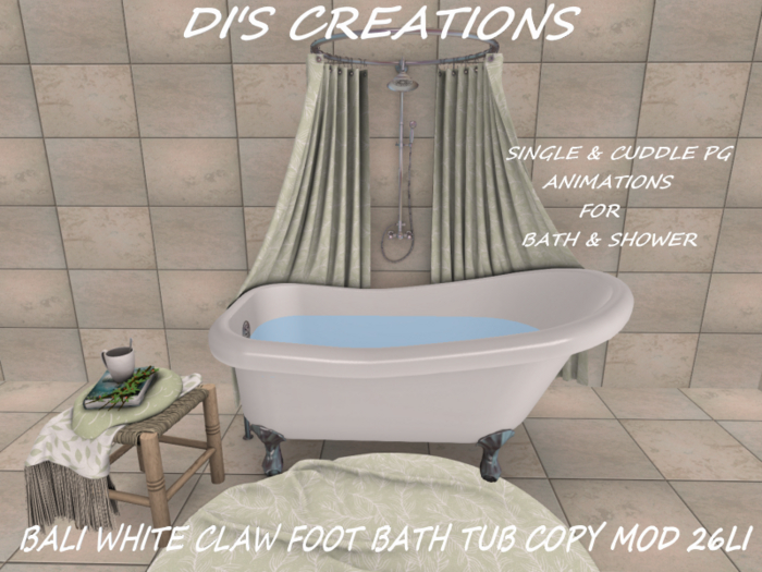 BALI WHITE CLAW FOOT BATH TUB