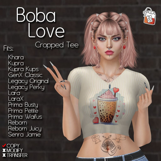 ~TL~ Boba Love Cropped Tee