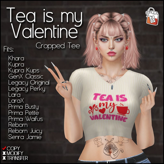 ~TL~ Tea is My Valentine Cropped Tee