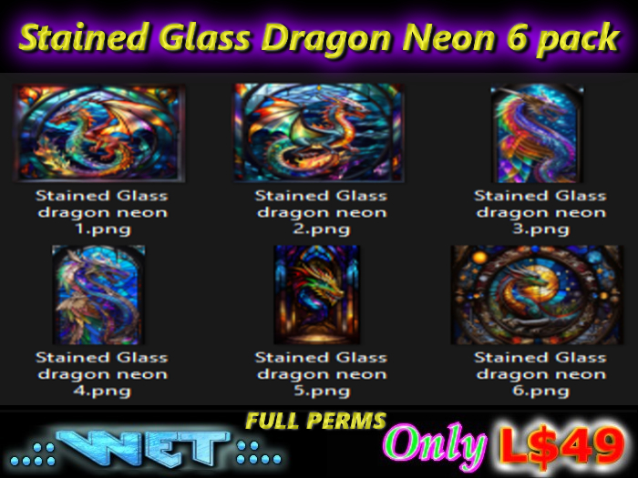 Stained Glass Dragon Neon 6 pack