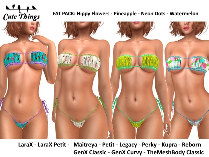 [CT] Summer Bikini FAT PACK -  LaraX, LaraX Petit, Maitreya, Maitreya Petit,Legacy, Perky, Genx, GenX Curvy, Reborn DEMO