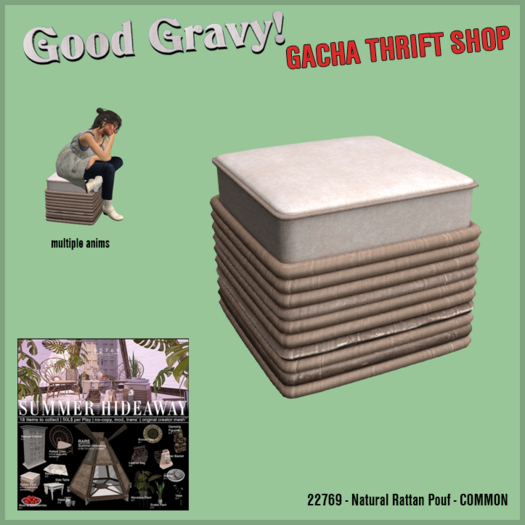 22769 - Natural Rattan Pouf - COMMON